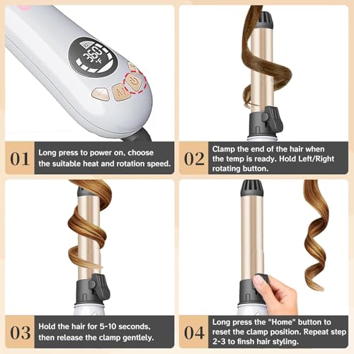 AIKO PRO 1.25in Automatic Rotating Curling Iron – 12 Temp Settings, Dual Voltage