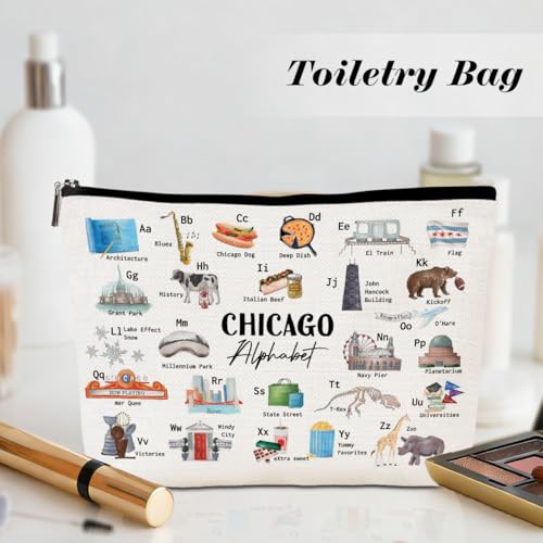 ChiCaGo Alphabet Cosmetic Bag – PQV Travel MakeUp Pouch for Women (Chicago Lovers)