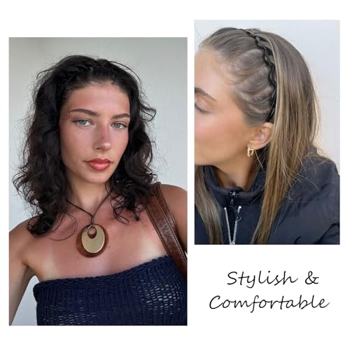10 Pack Black & Brown Plastic Hair Bands with Teeth - Non Slip Zig Zag & Thin Styles for Women & Teens