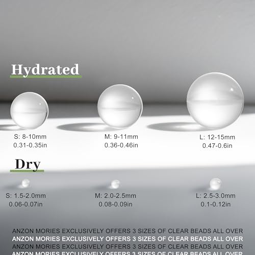 ANZON MORIES Clear Deco Granules - 205k Pcs for Vases, Reusable & Durable, Medium Size 0.36"-0.46"
