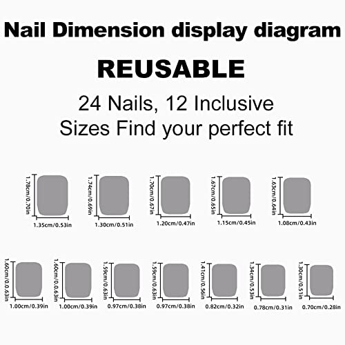 Cyan Square Press-On Nails - 24 Pcs Glossy Acrylic Fake Nails