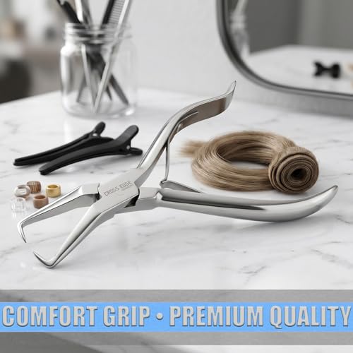 Stainless Steel Micro Link Bead Remover Pliers for Hair Extensions - Cross Edge Silver, 5.5 Inch