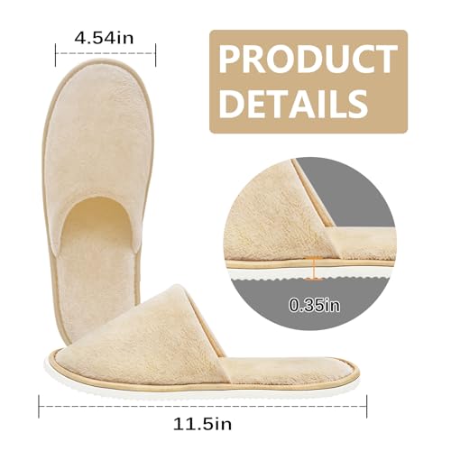 4 Pairs Washable Disposable Guest Slippers for Men & Women - Size 10/11