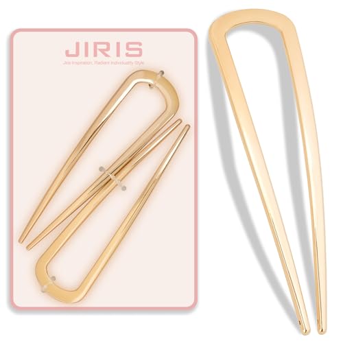 JIRIS 2PCS Gold 4.3-Inch U-Shaped French Hair Pins for Women & Girls - Set1