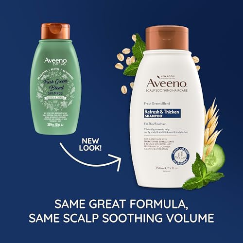 Aveeno Fresh Greens Blend Volumizing Shampoo for Fine Hair, 12oz (Pack of 2)