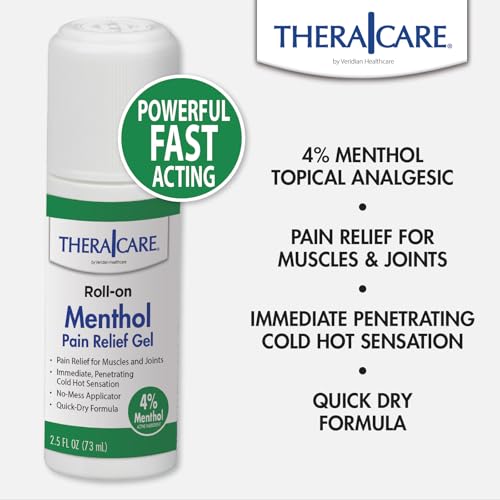 TheraCare 4% Menthol Pain Relief Roll-On Gel - Green, 2.5 oz (73 mL)