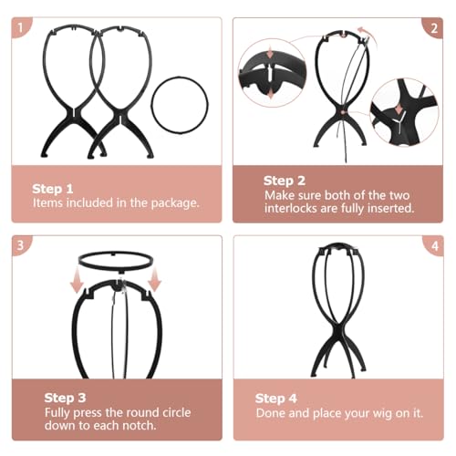 Dreamlover Wig Stand, Wig Head Stand, Wig Holder for Multiple Wigs, Black, 3 Pack