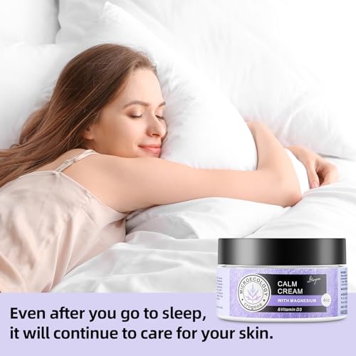 Magnesium Cream for Sleep & Relaxation - Hydrating Nighttime Body Lotion with Vitamin E, Lavender, 4 OZ