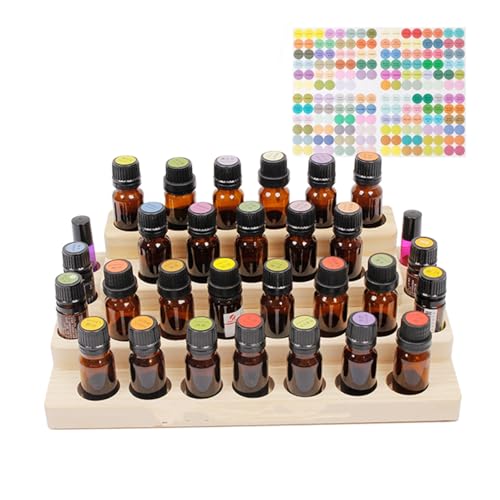 Pure Vie 4-Tier Wooden Essential Oil Storage Box - 30-Slot Organizer