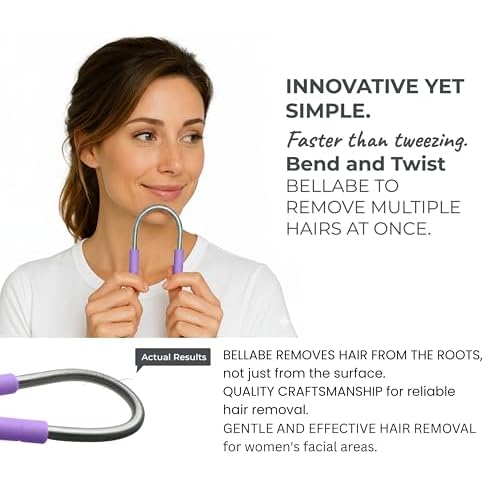 Bellabe Facial Hair Remover for Women, Made in USA, Spring Hair Remover for Face and Chin, Gentle Spring Facial Hair Remover Tool for Facial Hair Removal, Chin Hair Remover for Women Face