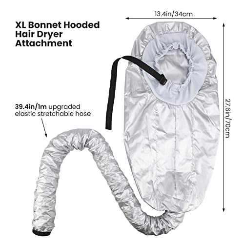 Segbeauty Bonnet Hooded Hair Dryer Attachment - Extra Large Silver Heat Cap