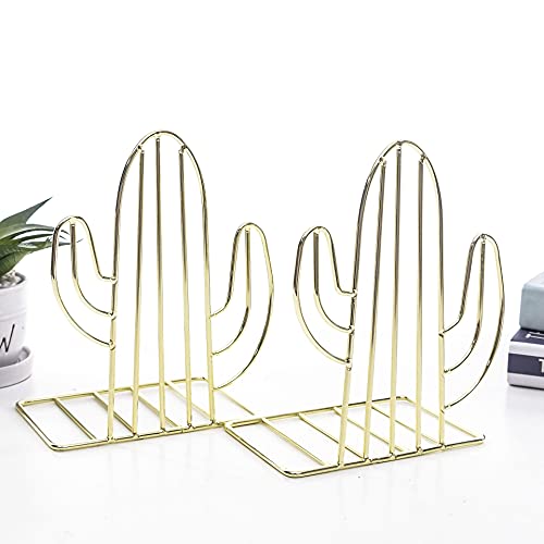 Cactus Bookends - Decorative Iron Shelf Organizers for Home & Office