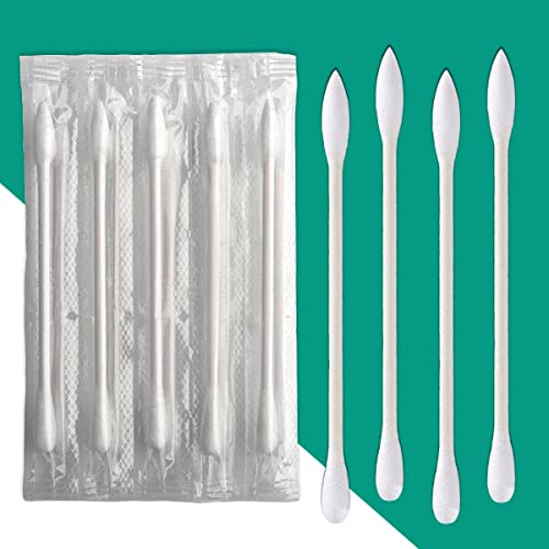 HQSLsund 500 Pack White Individually Wrapped Cotton Swabs Double-Pointed Tips
