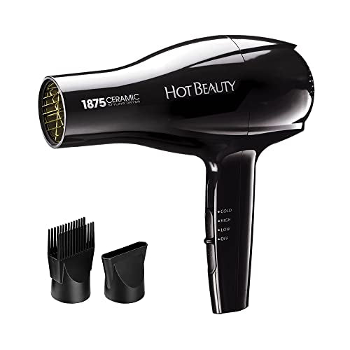 Hot Beauty 1200W Ionic Ceramic Hair Dryer with 2 Styling Attachments