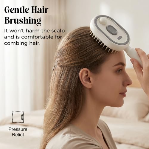 Electric Spray air Cushion Massage Comb, 3-in-1 Electric Mist Spray Hair Brush, Retractable Hairs Massage Brush for Frizzy Hair & Scalp Care, Relieve Hair Tangles & Dryness (Purple)