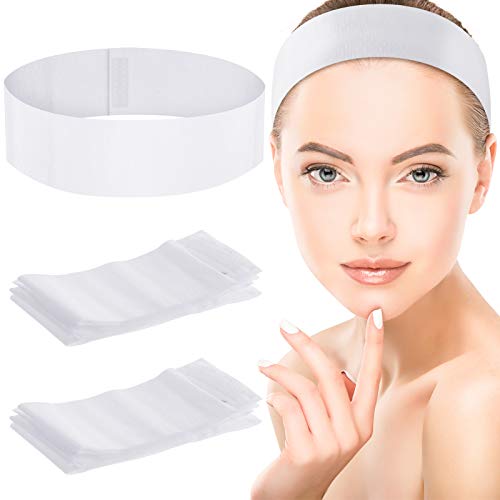 Disposable Spa Headbands - Pack of 50, Non-Woven Hair & Face Coverings, Adjustable & Hygienic