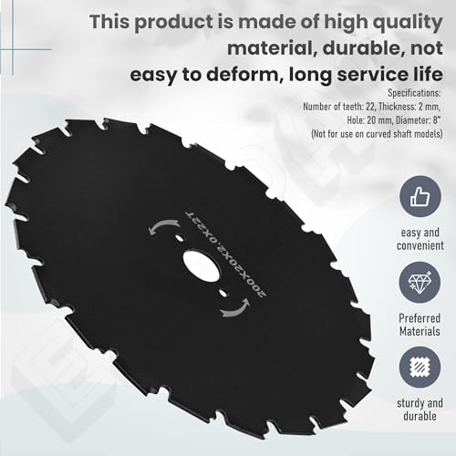 8" Steel Brushcutter Blade for Echo Trimmers - 22 Tooth, 20mm Bore