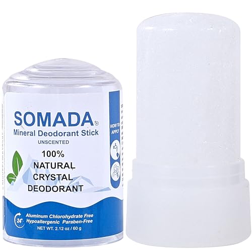 SOMADA Crystal Deodorant Stick - Natural Unscented Alum Stone 2.12oz