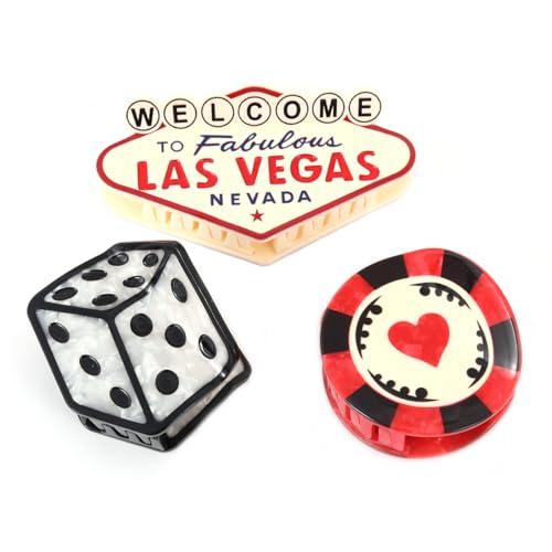 PERSONFUN Personalized Acetate Chip Hair Claw Clip - Las Vegas Gaming Chip Design, Red & Black, Variation Chip