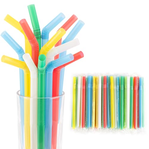 Jumbo 12mm Bendy Boba Straws - 100 Pack, Individually Wrapped