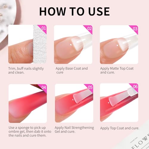Finger Secret 12-Color Ombre Gel Nail Polish Set with 100 Sponges