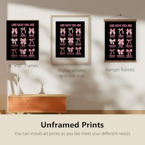 ETVISO Pink and Black Wall Art Set of 4 - 8x10 Prints for Dorm Decor