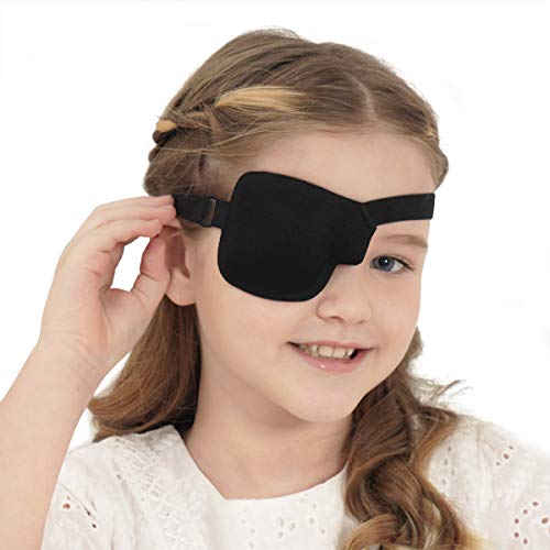 3D Eye Patch for Kids Right Eye - Black, Adjustable & Reusable - Eye Care