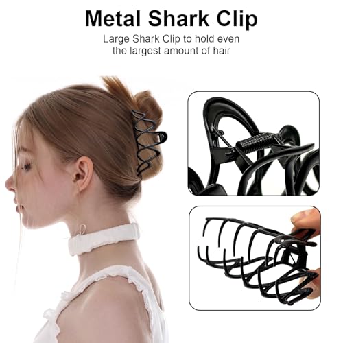 Black Metal Claw Clip for Thick Hair - Strong Hold & Non-Slip