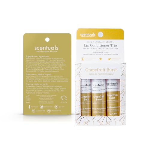 Scentuals Grapefruit Burst Lip Balm Set of 3 - Natural Hydration