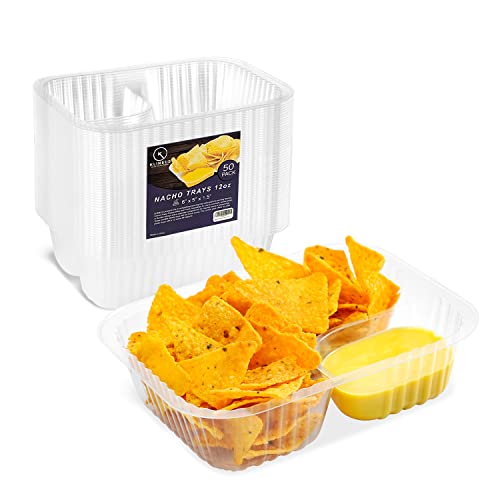 Klineus 50 Pcs Nacho Trays - 6x5 Inch Disposable Chip & Dip Containers