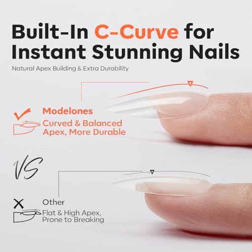 Modelones Gel Nail Kit with 240 Almond Apex Tips & UV Lamp