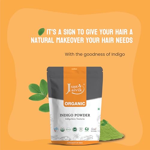 Just Jaivik 100% Organic Indigo Powder for Hair Color - 227g
