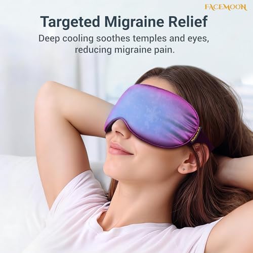 Facemoon Reusable Cold Eye Mask for Puffy Eyes Dark Circles Headache Relief Black Purple