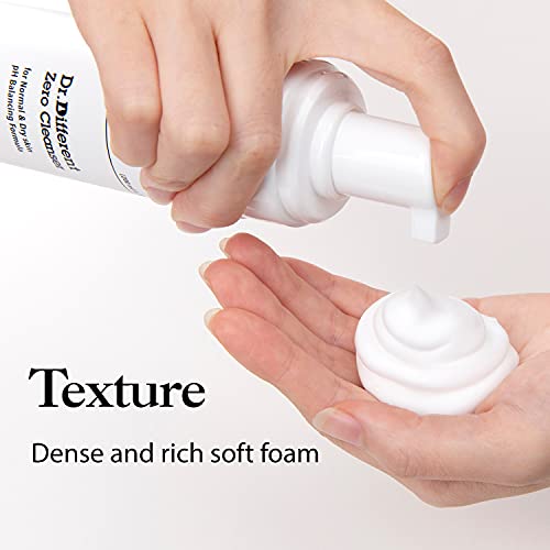 Dr.Different Zero Cleanser for Normal & Dry Skin - pH 5.5 Foaming Cleanser with Hyaluronic Acid, 6.76 fl. oz.