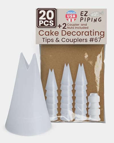 EZPiping #67 Leaf Piping Tips - Reusable Plastic Nozzles (20pcs) for Cake Decoration