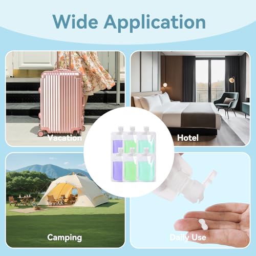 8 Pack Refillable Travel Pouches for Toiletries - 100ml Leakproof Bags