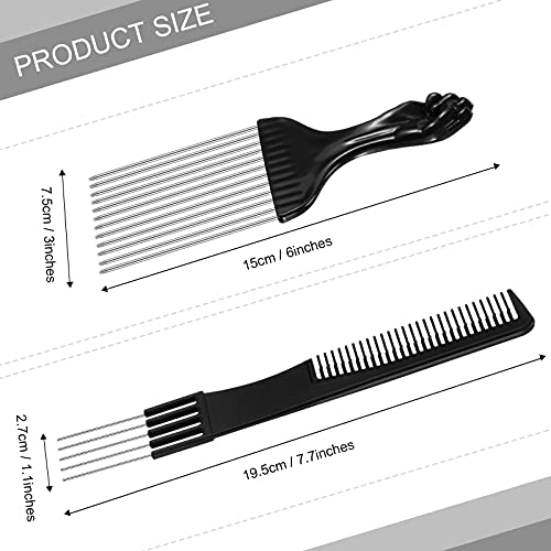 3-Piece Metal Hair Picks & Teasing Comb Set for Women & Men