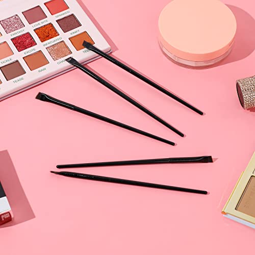 Angled Eyeliner & Eyebrow Brush Set - 12pcs Assorted Flat Tapered Brushes