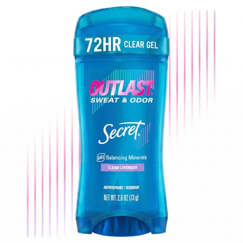 Secret Outlast Antiperspirant Deodorant for Women, 72HR Protection, Clear Gel, Lavender Scent, 2.6 oz