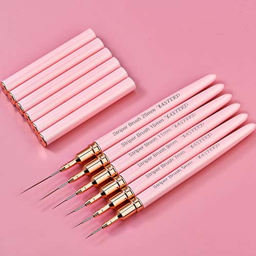 Yasterd 6-Piece Pink Nail Art Brush Set - Fine Detailing & Striping