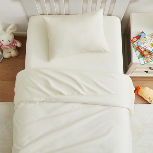 Yvrcen 3-Piece Ivory Toddler Sheet Set - Soft Microfiber Bedding