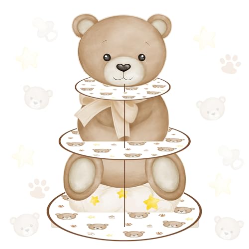 3-Tier Teddy Bear Cupcake Stand for Baby Showers & Parties