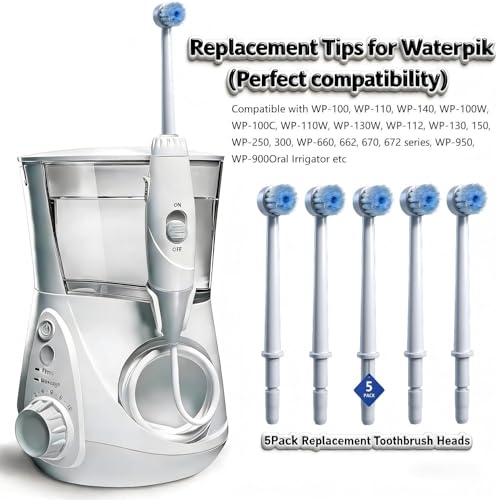 JDHAVMOS 5-Pack Replacement Toothbrush Heads for Waterpik Water Flossers - Assorted Brushheads for WP Series