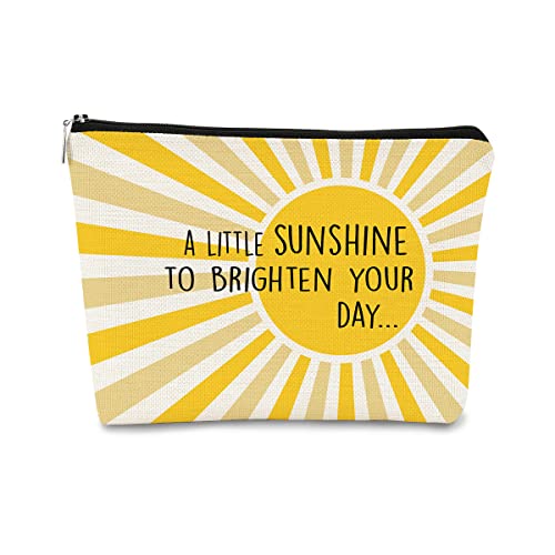 BARPERY Inspirational Makeup Bag - Yellow Summer Cosmetic Travel Organizer
