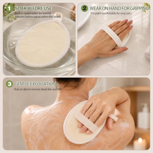 Natural Loofah Sponge Pads - Exfoliating Body Scrubber (5 Pack)
