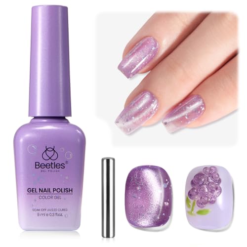 Beetles Iced Grape Essence Purple Cat Eye Gel Nail Polish 9ML - Speed Cure, Long Lasting