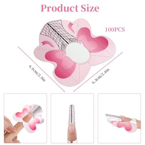 BQAN 100Pcs Nail Forms for Builder Gel - Self-Adhesive Nail Stickers