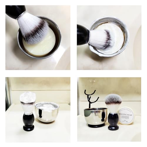 4pcs Men's Shaving Brush Set with Stand & Bowl | CRUCISRESIN Set4