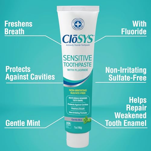 CloSYS Fluoride Toothpaste for Sensitive Teeth, Gentle Mint, 7 oz