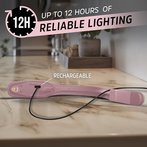 Energizer Rechargeable Book Light - Warm LED Clip-On Reading Light, Pink
